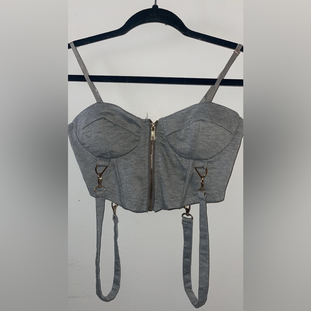 Gray with gold crop top